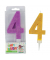 Geburtstagskerze Maxi Glitter 942029 Zahl 4 farbig sortiert 7x2,7x17cm (BxTxH) ca. 7 Minuten Brenndauer