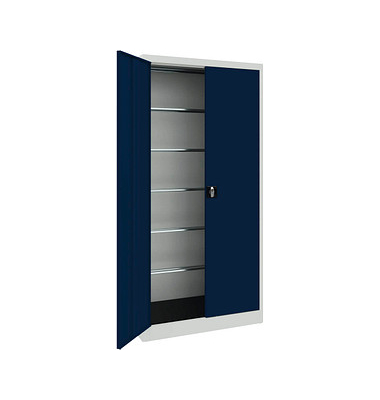 mauser Stahlschrank BF 4 PLE  - 7035/5003 lichtgrau, saphirblau 95,0 x 42,0 x 195,0 cm