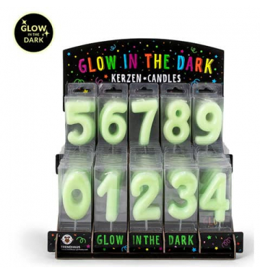 Geburtstagskerze Glow in the Dark  955876 Zahl 0-9 weiß 