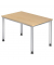 Schreibtisch, manuell höhenverstellbar, 68-76cm (H), 120x80cm (BxT), rechteckig, ahorn / silber