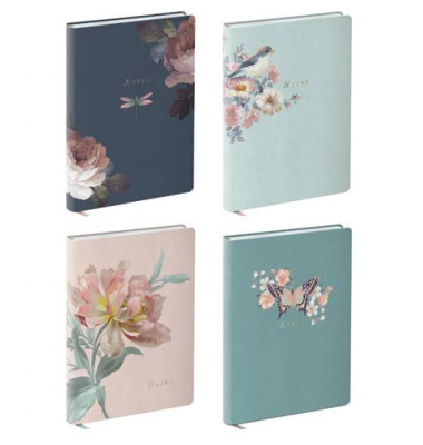 Notizbuch 4500-4, Natural Classic, farbig sortiert, A5, liniert, 100 Blatt / 200 Seiten