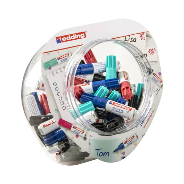 60 Stück Edding Permanentmarker-Set Permanentmarker Display edding mini marker, 4-51085, Display/Glas, 4-farbig sortiert, 0,5mm Rundspitze 40047