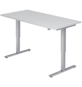 Schreibtisch, elektrisch höhenverstellbar, 73-119cm (H), 160x80cm (BxT), weiß / silber