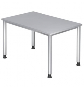 Schreibtisch, manuell höhenverstellbar, 68-76cm (H), 120x80cm (BxT), rechteckig, grau / silber