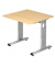 Schreibtisch O-Serie, manuell h&ouml;henverstellbar, 65-85cm (H), 80x80cm (BxT), quadratisch, ahorn / silber