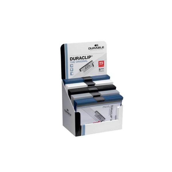 50 Stück Durable Klemmhefter Duraclip 298500, A4 weiß, für ca. 30 Blatt, Kunststoff 4005546203829 Durable