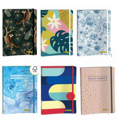 Notizbuch 18019/12, Bullet Journal, farbig sortiert, A5, punktkariert, 120g, 72 Blatt / 144 Seiten