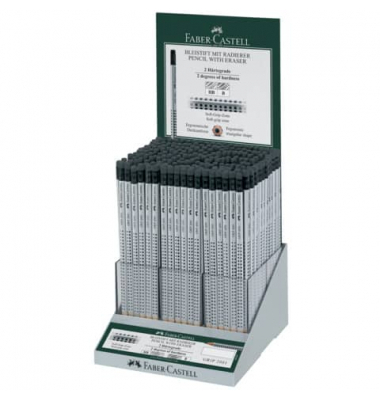Bleistift-Set GRIP 2001 im Display, 117216, Härte HB,B, silber, mit Radiergummi