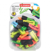 Textmarker STABILO BOSS ORIGINAL Bonbonglas, 70/60-1, Kugel-Diplay (60 # im Bonbonglas), farbig sortiert (blau/rot/orange/pink/g