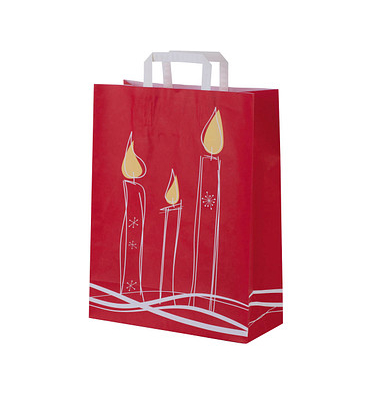 Geschenktaschen Kerze rotweiß 32,0 x 42,0 cm