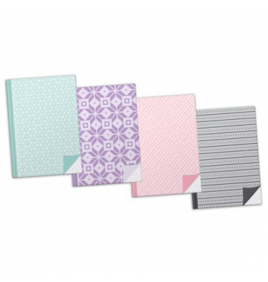 Notizbuch 46805, Pastell, farbig sortiert, A5, kariert, 70g, 96 Blatt / 192 Seiten