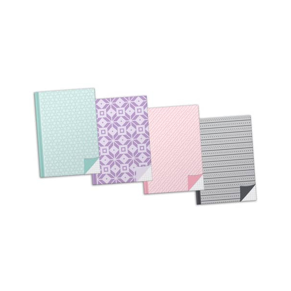 4 Stück RNK Notizbuch 46805, Pastell, farbig sortiert, A5, kariert, 70g, 96 Blatt / 192 Seiten  RNK