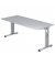 Schreibtisch, manuell höhenverstellbar, 65-85cm (H), 180x80cm (BxT), rechteckig, grau / silber