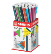 Bleistift-Set STABILO Trio dick Kleindisplay, 399/48-12B, H&auml;rte 2B, 3,15mm, farbig sortiert
