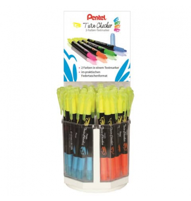 Textmarker TwinChecker, SLW8-30G, Display (Thekendisplay 30 #), farbig sortiert (7xgelb-hellblau/7xgelb-orange/8xgelb-gr&uuml;n/8xgel