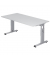 Schreibtisch, manuell höhenverstellbar, 65-85cm (H), 160x80cm (BxT), rechteckig, weiß / silber