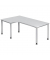 Schreibtisch, manuell höhenverstellbar, 68-76cm (H), 200x120cm (BxT), L-Form, weiß / silber