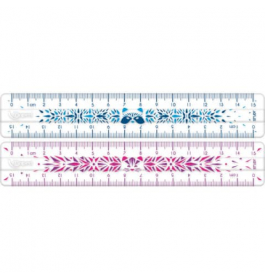 M245301 Plastiklineal 15cm Study Fancy Blister blau pink