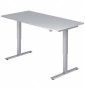 Schreibtisch, elektrisch höhenverstellbar, 73-119cm (H), 160x80cm (BxT), grau / silber