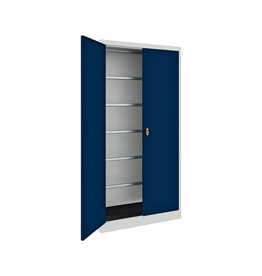 mauser Stahlschrank BF 4 PLZ  - 7035/5003 lichtgrau, saphirblau 95,0 x 42,0 x 195,0 cm