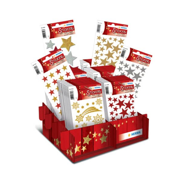 60 Stück Herma Weihn.Sticker Magic Sterne sortiert  Herma