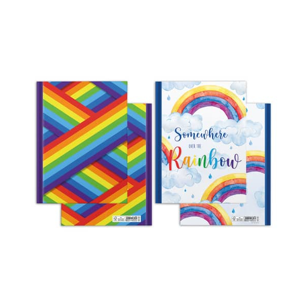 4 Stück RNK Notizbuch 46808, Rainbow, bunt, A4, blanko, 70g, 96 Blatt / 192 Seiten  RNK
