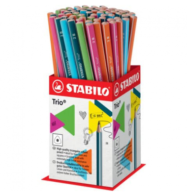 Bleistift STABILO Trio Kleindisplay, 369/72-12B, H&auml;rte 2B, 2,2mm, farbig sortiert