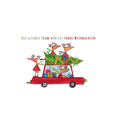 LUMA Weihnachtskarte Rentiere im Auto DIN B6