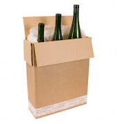 Flaschenkarton für 3 Flaschen 3003-360-SC/SA braun, innen 31x10,8x37,6cm, Wellpappe
