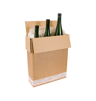 Flaschenkarton für 3 Flaschen 3003-360-SC/SA braun, innen 31x10,8x37,6cm, Wellpappe