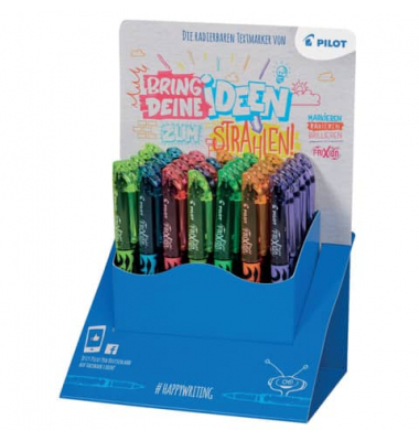 Textmarker Textmarker Frixion light, SW-FL-D36N, Display, 6-farbig sortiert, 3,8mm Keilspitze