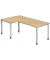 Schreibtisch, manuell höhenverstellbar, 68-76cm (H), 200x120cm (BxT), L-Form, ahorn / silber