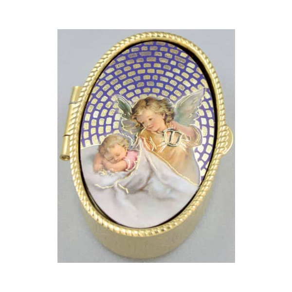 2 Stück Anzmann Rosenkranzdose Engel - Metall, oval, 5 x 3,5 cm 4250319218566 Anzmann