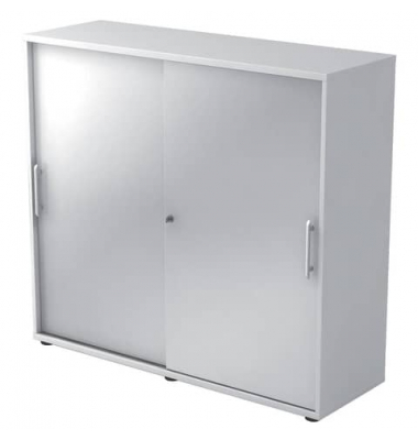 Schiebet&uuml;renschrank MONT.V1753S/W/S/RE, abschlie&szlig;bar, 3 OH, wei&szlig;/silber, 120x110x40cm (BxHxT)