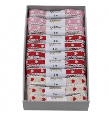Zierband V905 1599 1502, Miniherz, 15mm x 2m, farbig sortiert
