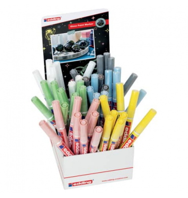 Lackmarker Display, 4-52212, Display, je8x pastell/ -gelb/ -grün/ -rosa/ -blau/ weiß/silber, 1-2mm Rundspitze