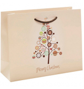 Geschenktasche 1FTTL020045 Topline, Weihnachten, Kunststoffkordel, Weihnachtsbaum/Kugeln, 22cm x 18cm