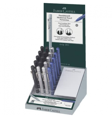 Druckbleistift Grip 2011, 131220, Härte B, 0,7mm, silber, mit Radiergummi