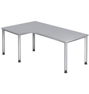 Schreibtisch, manuell höhenverstellbar, 68-76cm (H), 200x120cm (BxT), L-Form, grau / silber Schreibtisch, manuell höhenverstellbar, 68-76cm (H), 200x120cm (BxT), L-Form, grau / silber