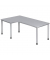 Schreibtisch H-Serie, manuell h&ouml;henverstellbar, 68-76cm (H), 200x120cm (BxT), L-Form, grau / silber