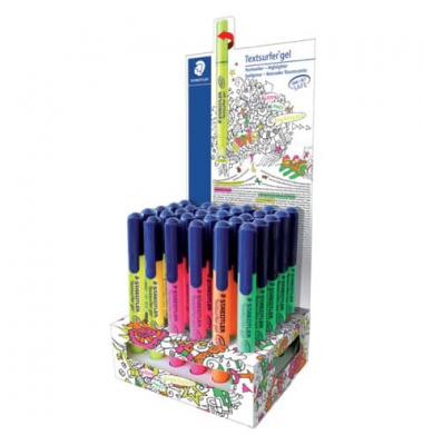 Textmarker Textsurfer Gel 264, 264 CA30, Display, 4-farbig sortiert, 3mm Rundspitze
