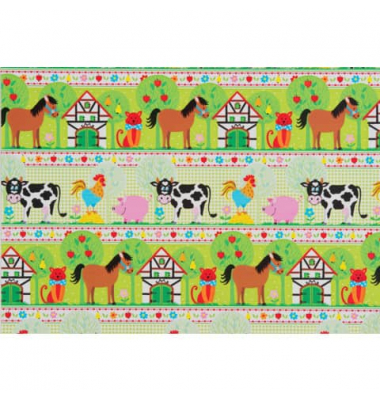 Geschenkpapier 3A2282, Tiere Bauernhof, 70cm x 250m, mehrfarbig