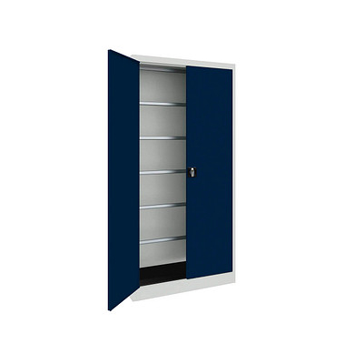 mauser Stahlschrank BF 5 PLZ  - 7035/5003 lichtgrau, saphirblau 95,0 x 50,0 x 195,0 cm