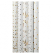 Geschenkpapier 33472 101202, Weihnachten, 70cm x 1,5m, weiß/gold