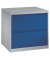 H&auml;ngeregistraturschrank 12912-312/7035/5010, lichtgrau/blau, 2 Schubladen, 2-bahnig
