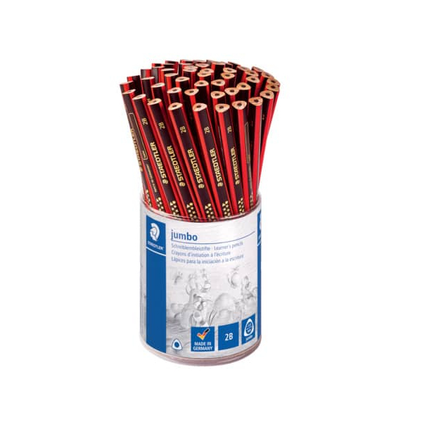 50 Stück Staedtler Bleistift Noris Jumbo im Köcher, 1285 KP50, Härte 2B, 4,0mm, schwarz/rot  Staedtler