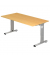 Schreibtisch, manuell höhenverstellbar, 65-85cm (H), 160x80cm (BxT), rechteckig, buche / silber