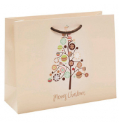 Geschenktasche 1FTTL020046 Topline, Weihnachten, Kunststoffkordel, Weihnachtsbaum /Kugeln, 30cm x 24cm
