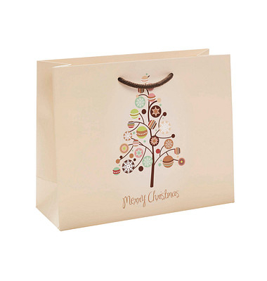 Geschenktasche 1FTTL020046 Topline, Weihnachten, Kunststoffkordel, Weihnachtsbaum /Kugeln, 30cm x 24cm