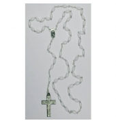 Rosenkranz - Glasperlen, weiß, ca. 41 cm, inkl. Dose